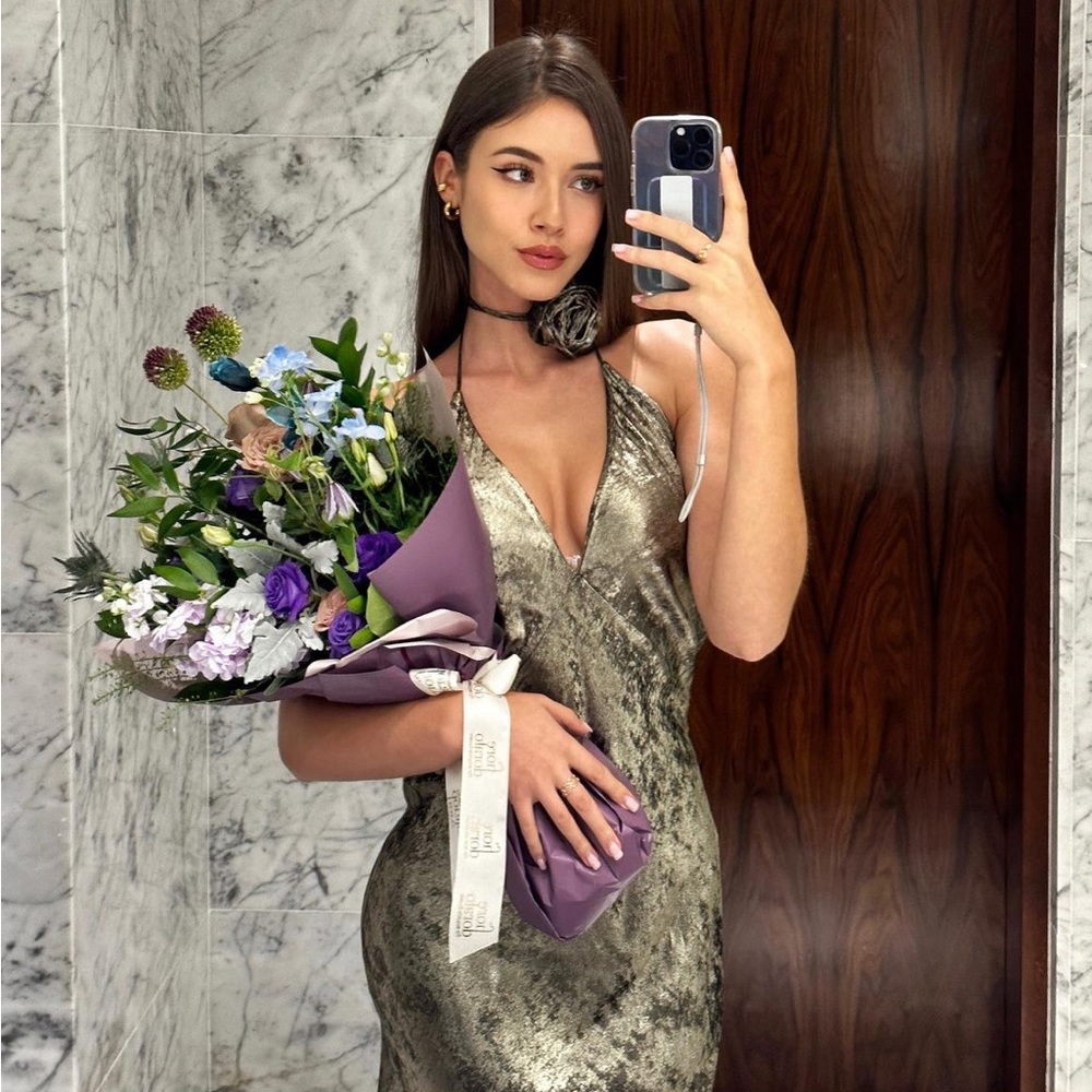 Zara Metallic Silver Halter Dress - Picture 6 of 16
